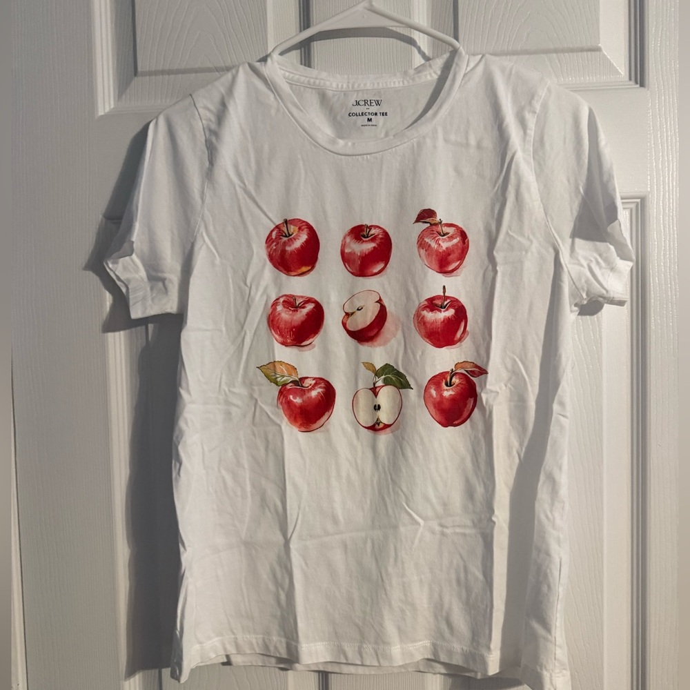 J.Crew Collector Tee Apple Graphic Shirt White Short Sleeve Medium